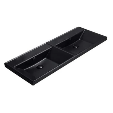 Nábytkové dvojumývadlo SAT B-Way 121x46 cm čierna matná dva otvory pre batériu SATBW212046BKM