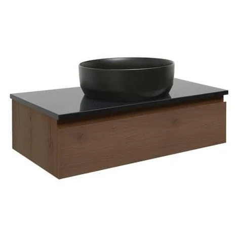 Kúpeľňová skrinka s kamennou doskou SAT B-Way 80x30x45 cm matný orech BWAY80NUTTK