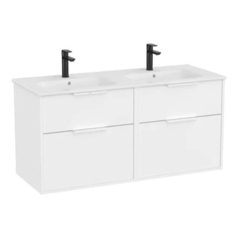 Roca Optica kúpeľňová skrinka s dvojumývadlom 120x58x45,5 cm biela matná mat OPT1202ZBM