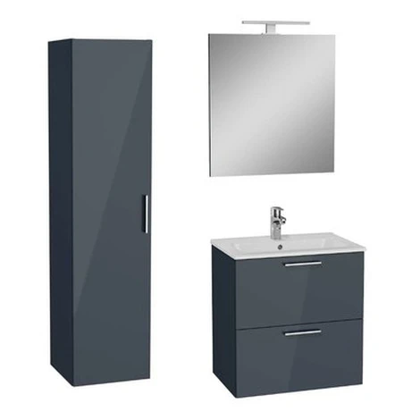 VitrA Mia kúpeľňová zostava s umývadlom 60 cm vrátane umývadlovej batérie, vtoku a sifónu antrac