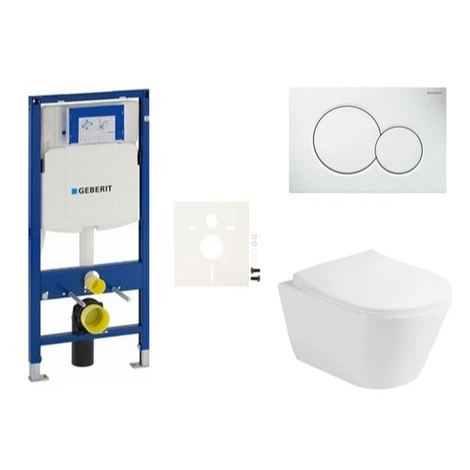 Cenovo zvýhodnený závesný WC set Geberit do ľahkých stien / predstenová montáž + WC Glacera Ava 