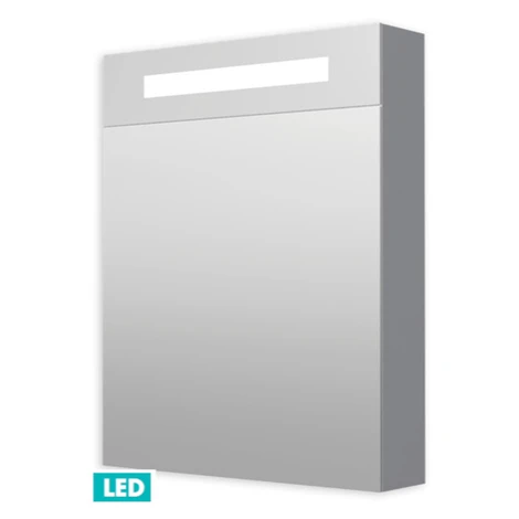 Zrkadlová skriňa 60 cm s LED osvetlením, 1 dvere ľavé, zásuvka+vypínač, IP44 GALZS60LED Naturel