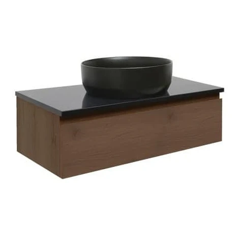 Kúpeľňová skrinka s technickým kameňom SAT B-Wa 99x30x45 cm matný orech BWAY100NUTTK