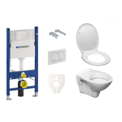 Závesný set WC Ceramia S-Line + modul Geberit Duofix s tlačidlom Delta 20 biele SIKOGES5D0
