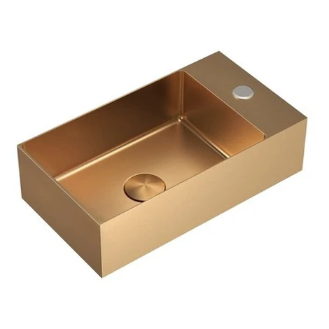 Závesné umývadlo vo farbe rosegold SAT Aurum 40x22 cm bez prepadu SATAUR4022BRG