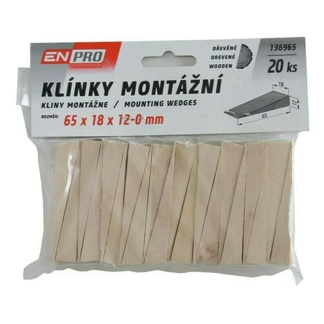 Montážne drevené klinky 65x18x12-0 mm, 20ks/bal. ENPRO