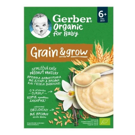 GERBER Organic nemliečna kaša pšenično-ovsená bio príchuť vanilka od ukonč. 6.mesiac 200 g