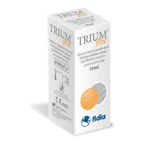 TRIUM free očné kvapky s obsahom kyseliny hyaluronóvej a extraktu z ginka biloby 10 ml
