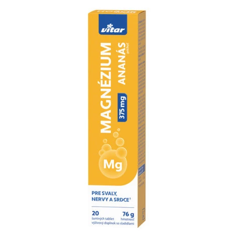 VITAR Magnézium 375 mg s príchuťou ananásu 20 šumivých tabliet Vitar Veteriane