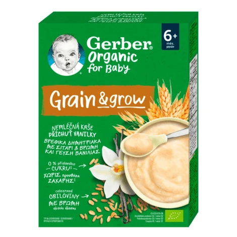 GERBER Organic nemliečna kaša pšenično-ovsená BIO príchuť sušienky od ukonč. 6.mesiaca 200 g