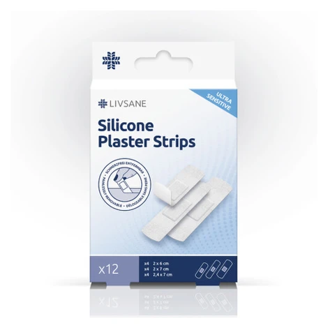 LIVSANE Silikónové náplasti ultra sensitive na citlivú pokožku 3 rozmery 12 ks