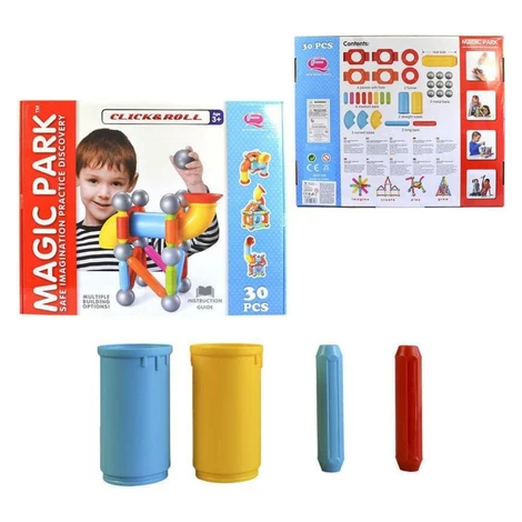 Made Stavebnica magnetická 30 dielikov guličková dráha Click and Roll