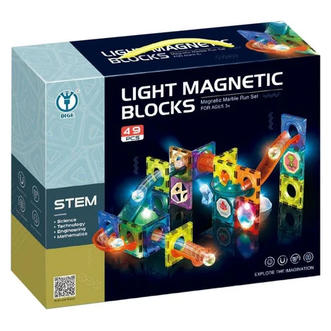 HM Studio Guličková dráha magnetická svietiaca stavebnica 49 ks