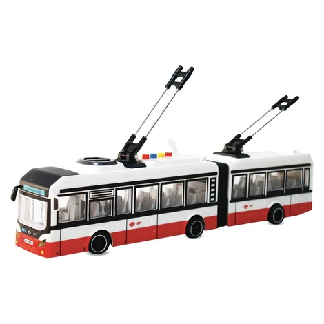 Sparkys CITY SERVICE CAR - 1:16 Kĺbový trolejbus - červený na setrvačník so zvukmi