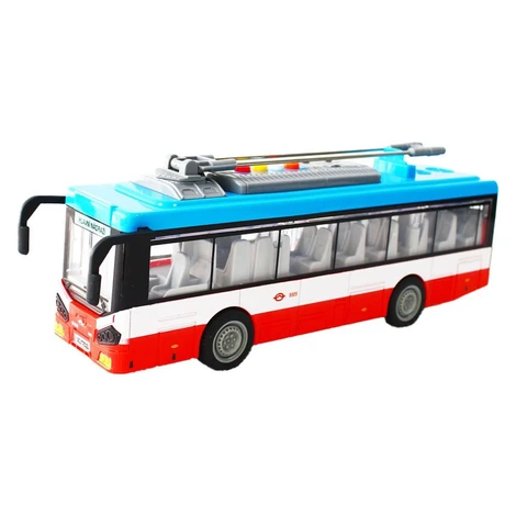 Sparkys Mestský trolejbus na setrvačník s osvetlením a zvukom - červený