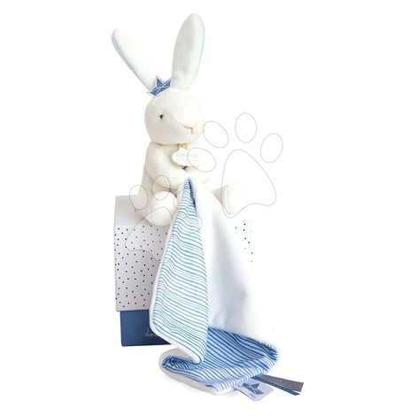 Plyšový zajačik na maznanie Bunny Sailor Perlidoudou Doudou et Compagnie modrý 10 cm v darčekovo