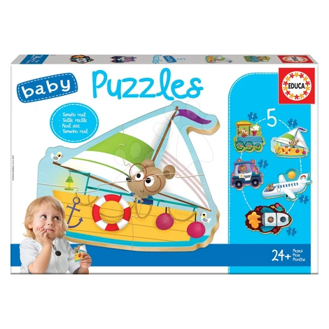 Puzzle pre najmenších Baby 5 Educa Dopravné prostriedky II. od 12 mes