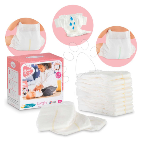 Plienky pampersky 12 kusov Mon Grand Poupon Corolle pre 36-42 cm bábiku