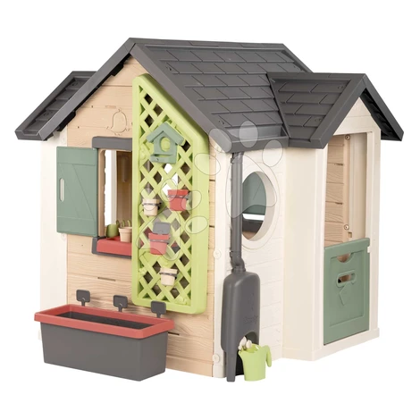 Domček pre záhradníka s kvetináčmi Garden House Life Smoby rozšíriteľný s odkvapom a mriežka s k