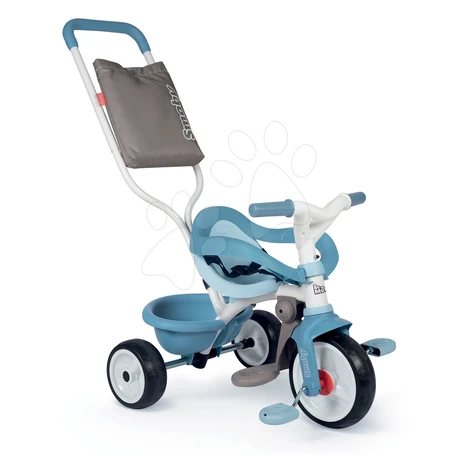 Trojkolka s opierkou Be Move Comfort Tricycle Blue Smoby s EVA kolesami a vodiaca tyč s taškou m