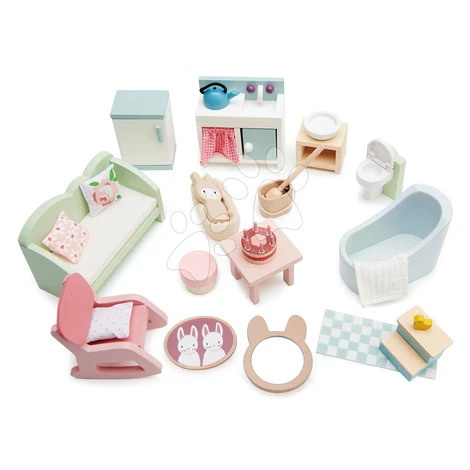 Drevený nábytok pre bábiku Countryside Furniture Set Tender Leaf Toys do vidieckeho domčeka pre 