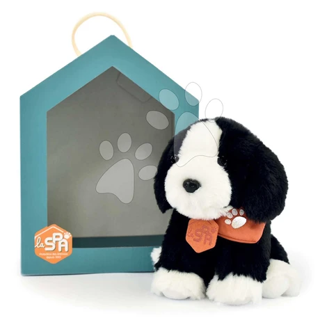 Plyšový psík Welcome Home SPA Collection Histoire d’ Ours v darčekovom balení čierno-biely 16 cm