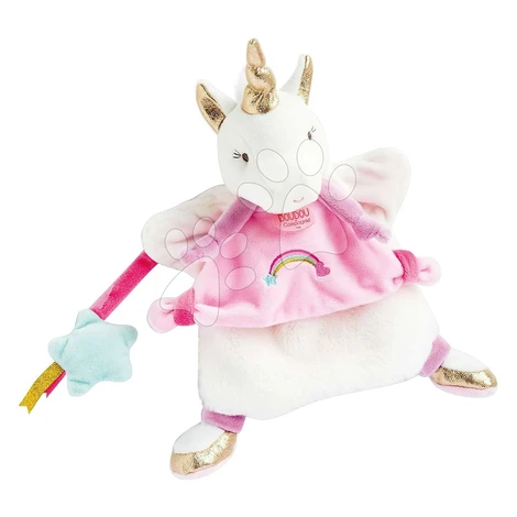 Plyšový jednorožec na bábkové divadlo Unicorn Hand Puppet Doudou et Compagnie ružový 25 cm od 0 