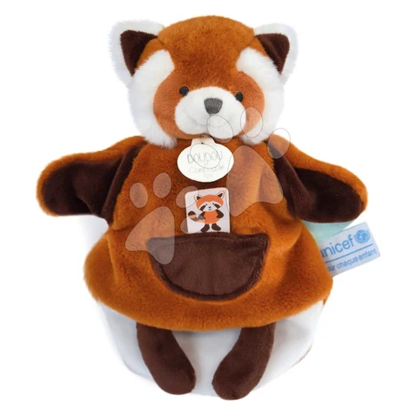 Plyšová panda na bábkové divadlo Red Panda Hand Puppet Unicef Collection Doudou et Compagnie v d