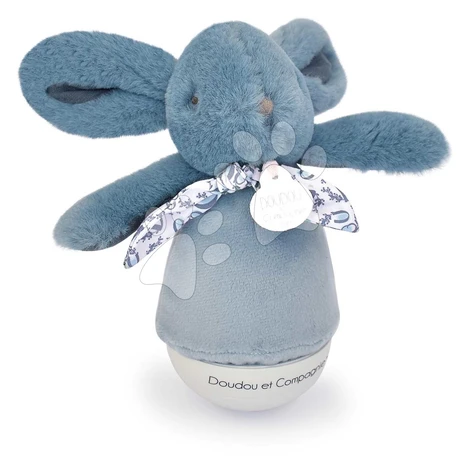 Plyšový zajačik Musical Night Light Blue Doudou et Compagnie s hudbou bielym šumom a svetlom mod
