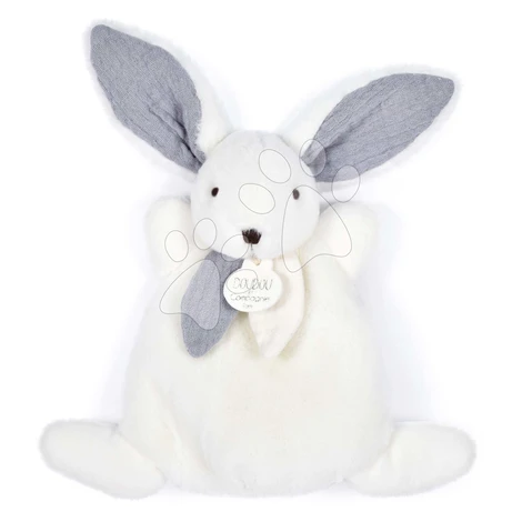 Plyšový zajačik Bunny Happy Glossy Doudou et Compagnie biely 17 cm v darčekovom balení od 0 mes