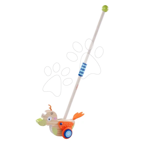 Drevené autíčko kačička Duck Push Vehicle Eichhorn s vodiacou rúčkou dĺžka 45 cm od 12 mes
