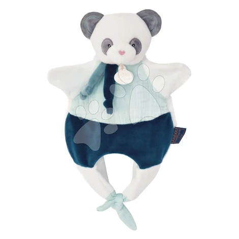 Plyšová panda na bábkové divadlo Doudou Amusette 3v1 Doudou et Compagnie modrá 30 cm od 0 mes
