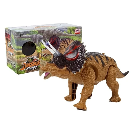 mamido  Dinosaurus Triceratops so zvukovými a svietiacimi efektmi hnedý