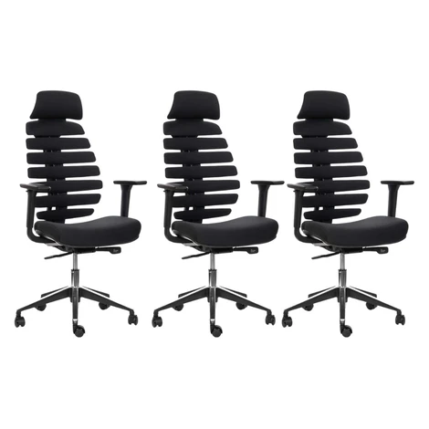 MERCURY 3PACK Ergonomická kancelárska stolička FISH BONES PDH čierny plast, čierna 26-60, 3D pod