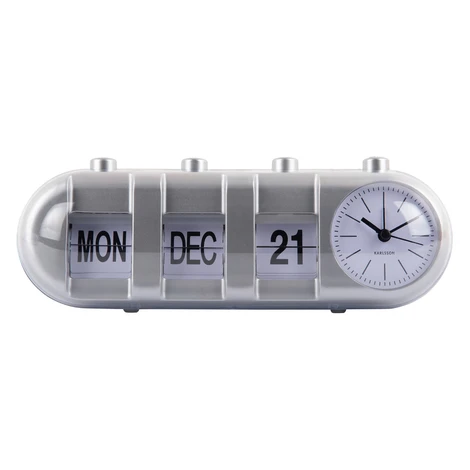 Budík Retro Tube Calendar Flip Karlsson KA6045SI, 10cm