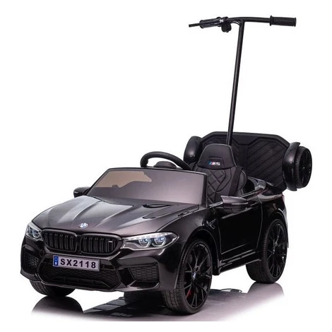 mamido Elektrické autíčko BMW M5 lakované čierne s vodiacou tyčou