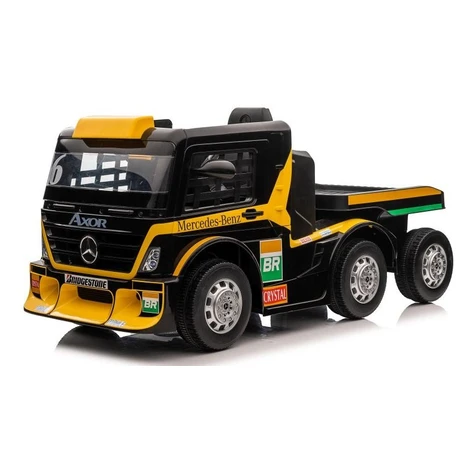 mamido Detský elektrický kamión Mercedes Axor LCD MP4 s návesom žltý
