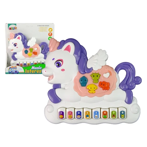 mamido Interaktívny klavír Jednorožec Animal Sound Vehicle Sounds Melodies White