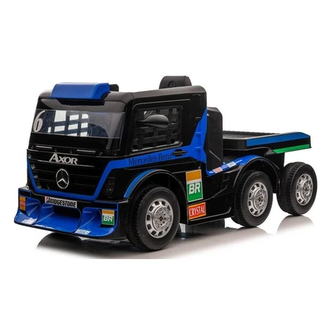 mamido Detský elektrický kamión Mercedes Axor LCD MP4 s návesom modrý