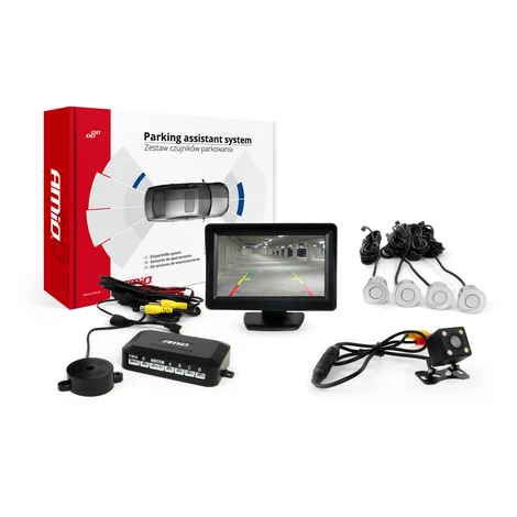 Asistenty parkovania LCD 4,3` s kamerou CAM-315 LED, 4-senzorové strieborné