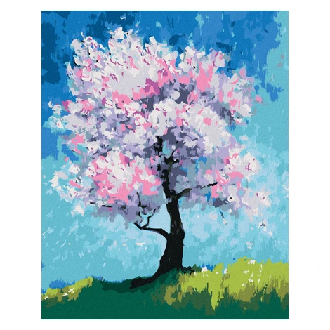 Diamantové maľovanie - KVITNÚCA ČEREŠŇA Rámovanie: vypnuté plátno na rám, Rozmer: 40x50 cm
