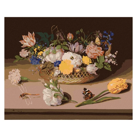 Diamantové maľovanie - ZÁTIŠÍ KVETÍN (AMBROSIUS BOSSCHAERT) Rámovanie: vypnuté plátno na rám, Ro