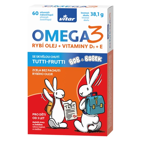 VITAR Kids omega 3 + vitamín D + vitamín E 60 kapsúl Vitar Veteriane