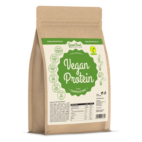 GREENFOOD NUTRITION Low sugar vegan protein cappuccino 750 g