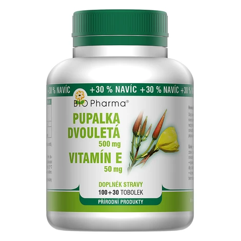 BIO PHARMA Pupalka dvojročná 500 mg + vitamín E 50 mg 100 + 30 kapsúl