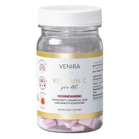 VENIRA Kids vitamín C pre deti jahoda 120 cmúľacích tabliet