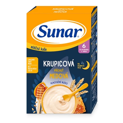 SUNAR Mliečna krupicová kaša medová na dobrú noc 6m+ 210 g