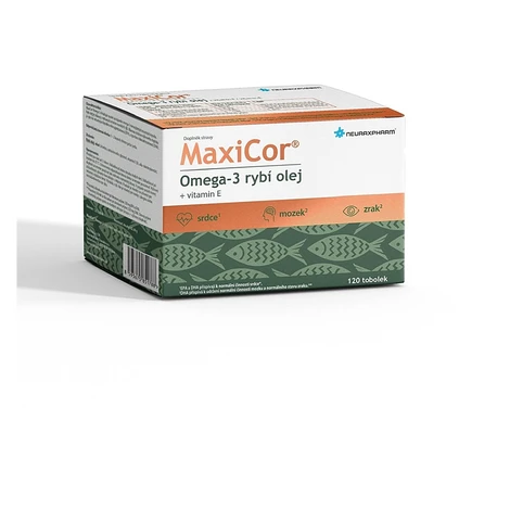 MAXICOR Omega 3 rybí olej + vitamín E 120 kapsúl