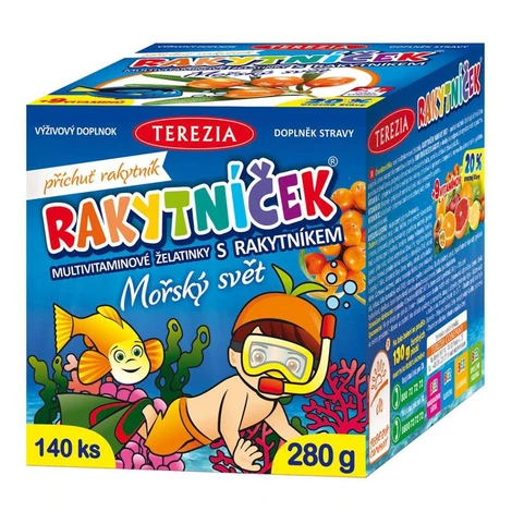 TEREZIA Rakytníček multivitamínové želatínky s rakytníkom Morský svet 140 ks