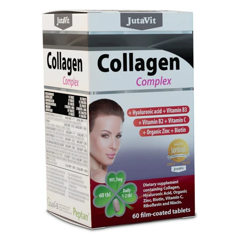 JUTAVIT Kolagén komplex + kyselina hyalurónová, vitamíny B3, B2, C + organický zinok a biotín 60